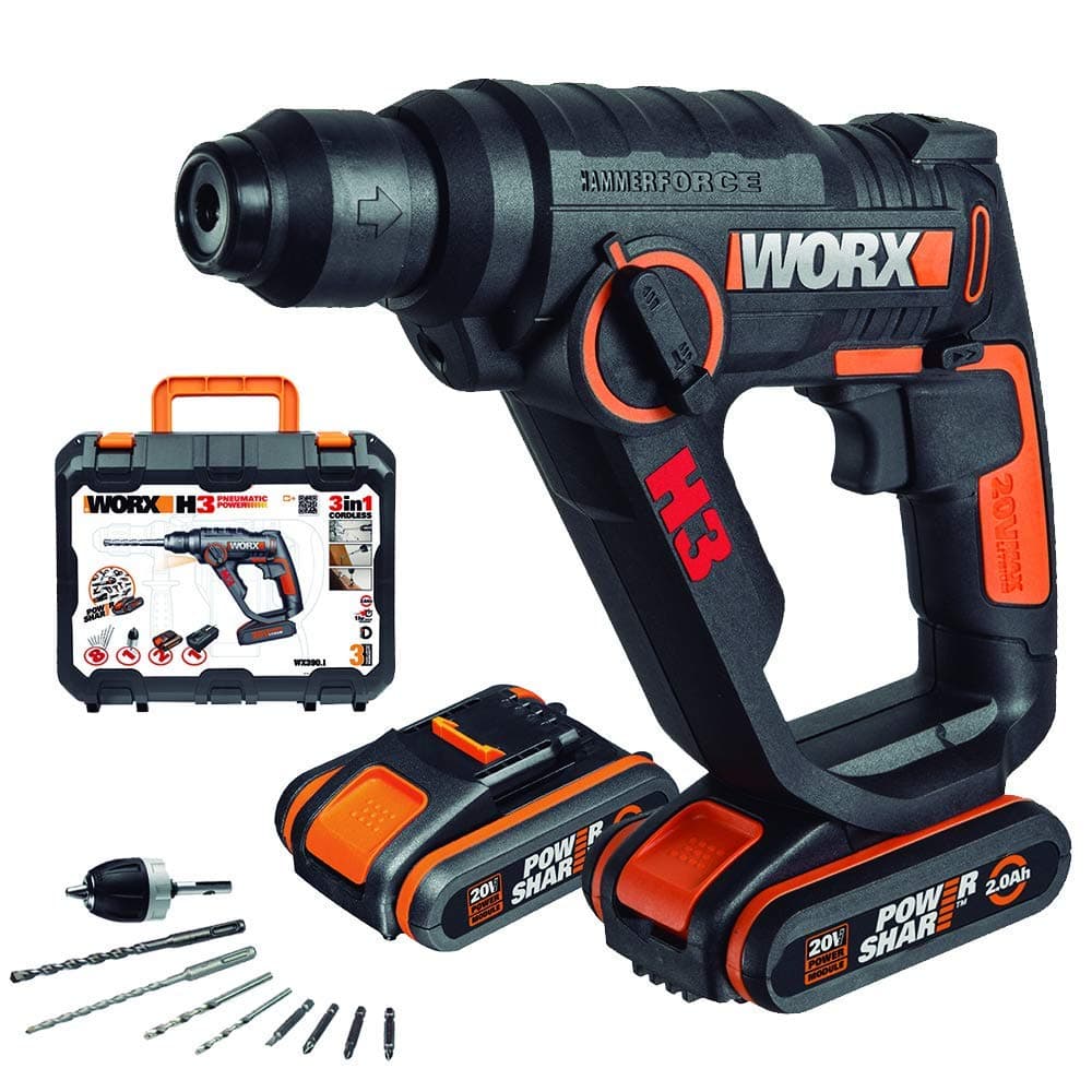 Акумулаторен перфоратор Worx WX390.1 2броя Li-ion 20V/2Ah 1.2J