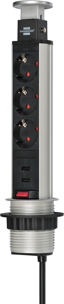 Бюро разклонител Brennenstuhl Tower Power 2-USB с 3 контакта / 2м