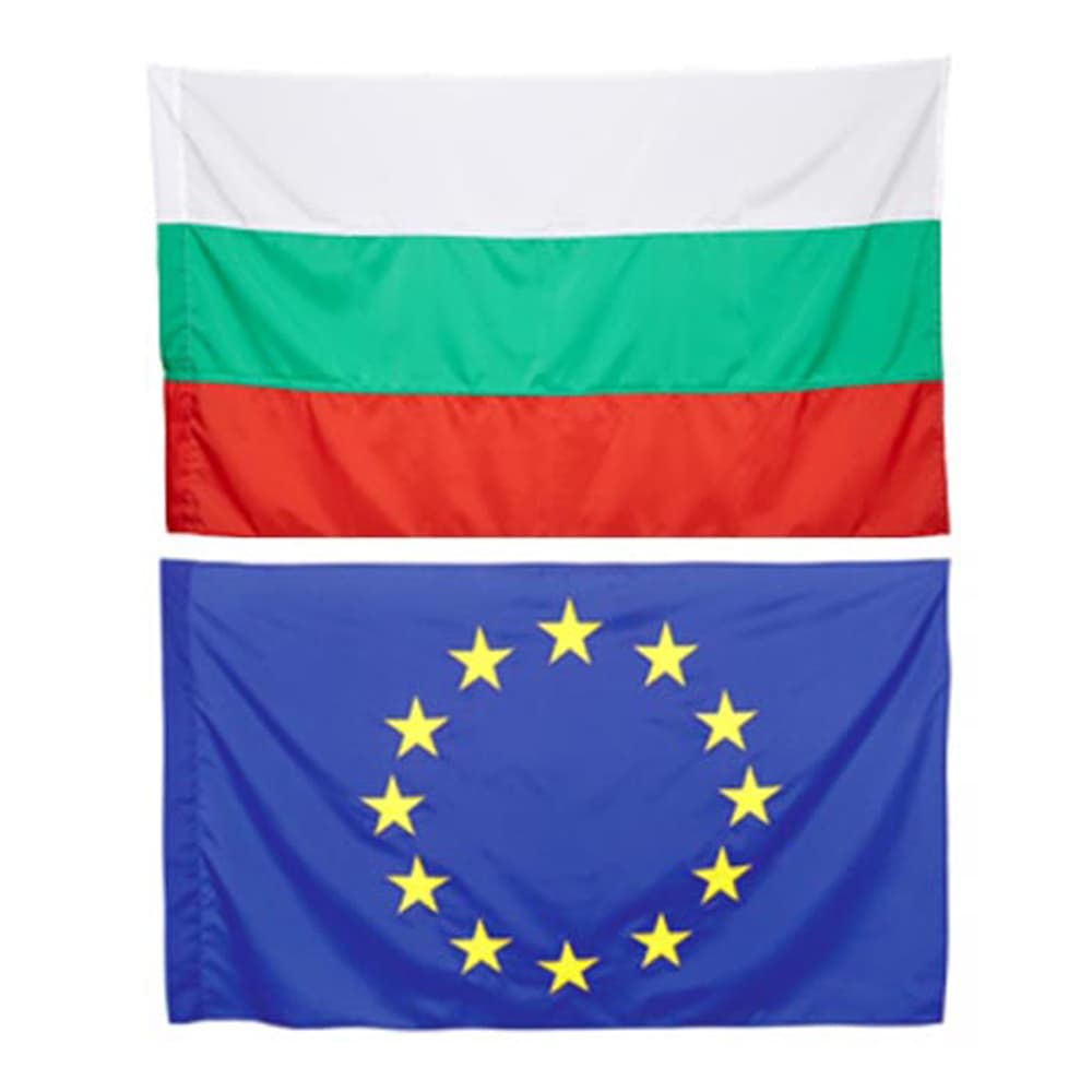 Комплект знамена на България и ЕС 90x150см за външни условия / 2 броя
