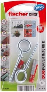 Комплект дюбел с кръгла затворена кука Fischer Duopower 10x50 OH K NV блистер