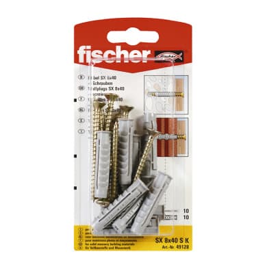 Разширяващ се дюбел комплект с винт Fischer  SX 8x40 S K NV блистер