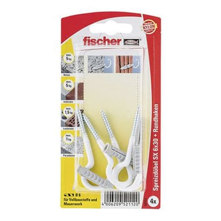 Разширяващ се дюбел с периферия и кръгла отворена кука Fischer 