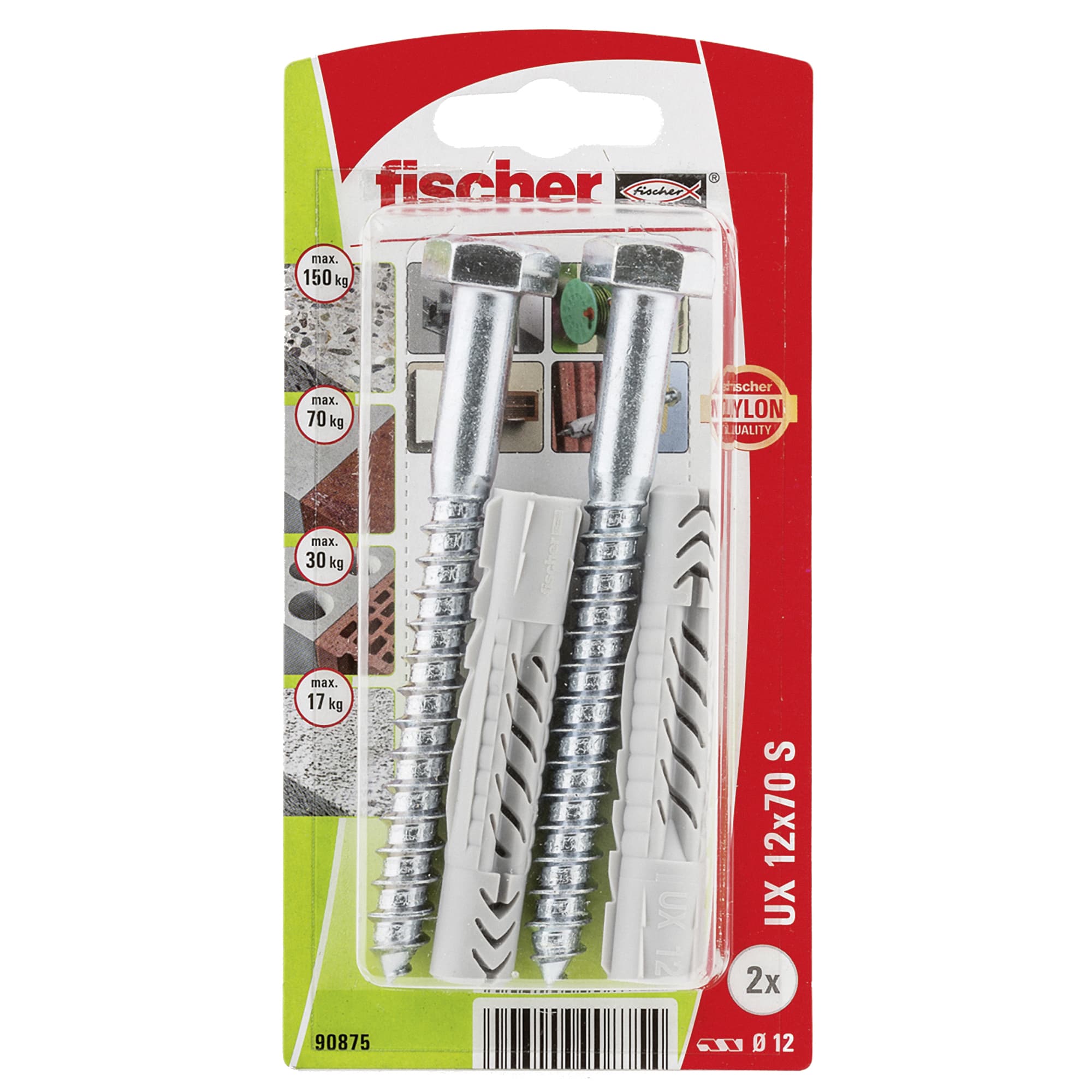 Универсален дюбел комплект с винт Fischer UX 12x70 S K NV блистер