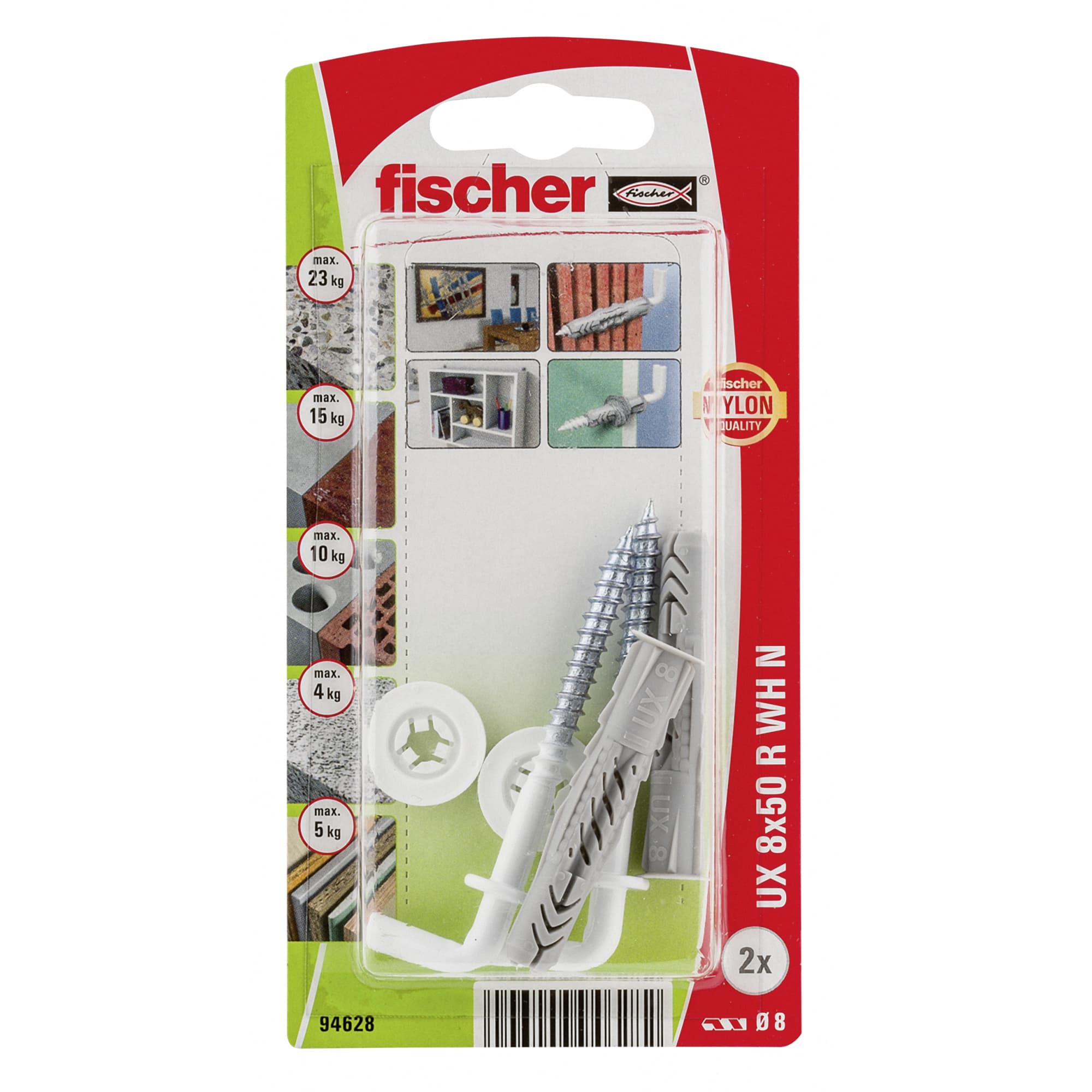 Дюбел с периферия комплект с ъглова кука с найлоново покритие Fischer 