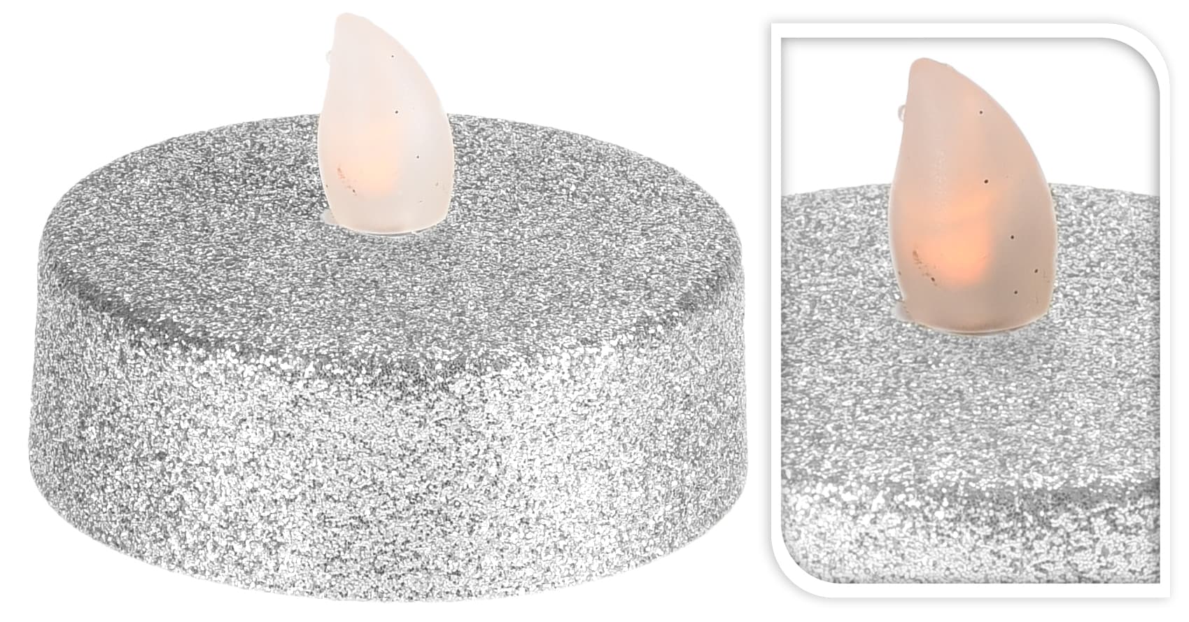 LED коледни чаени свещи сребро / 2 броя 