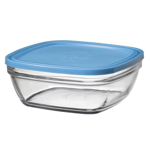 Стъклена квадратна купа с капак / дуралекс 23см-310cl