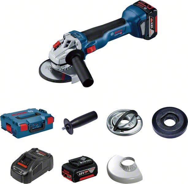 Акумулаторен ъглошлайф Bosch GWS 18V-10 с 2 батерии 18V/5.0Ah и зарядно 125мм