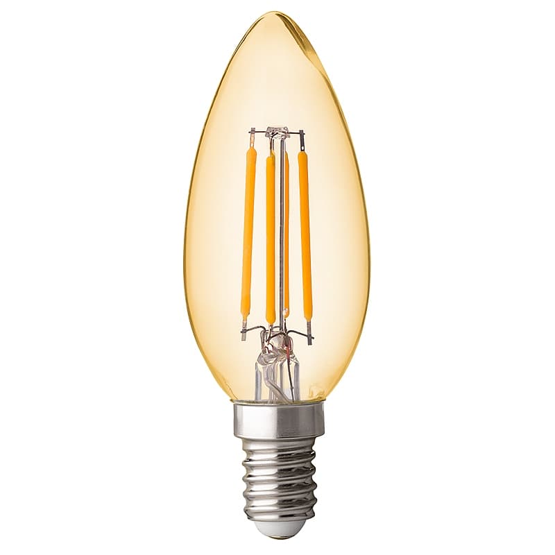 LED крушка filament конус амбър UltraLux E14 4W 2500K 
