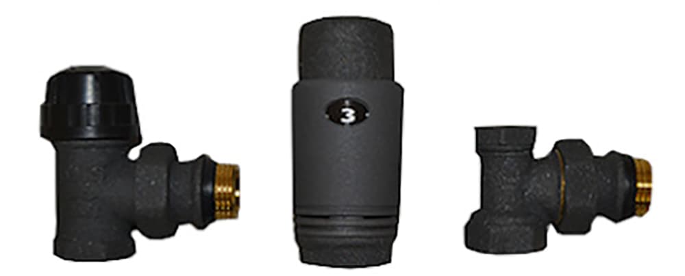 Радиаторен сет THS Thermostyle Cayman-3 black ъглов 1/2" 