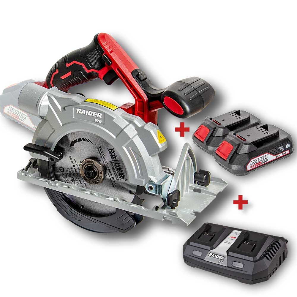 Акумулаторен циркуляр Li-ion Raider RDP-SCS20 / ø165x20mm + зарядно + 2 батерии