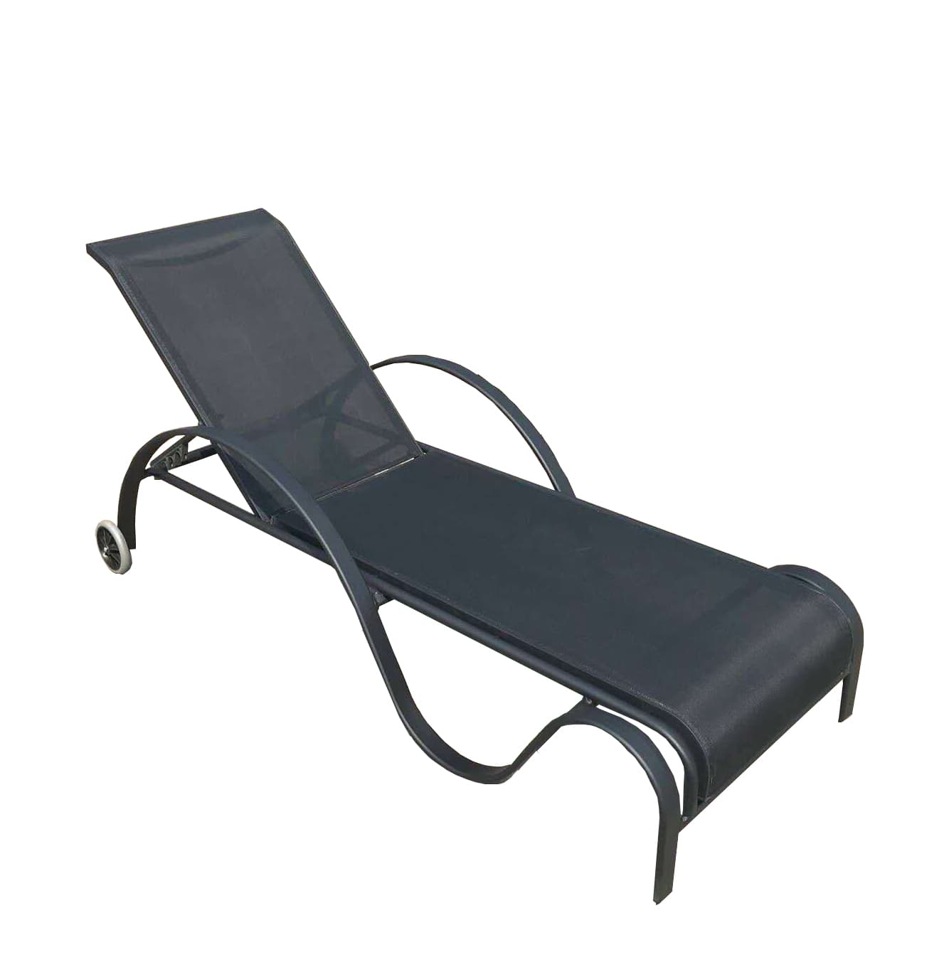 Алуминиев S-образен шезлонг с 4 позиции WR1659-L черен 195x73x95cm