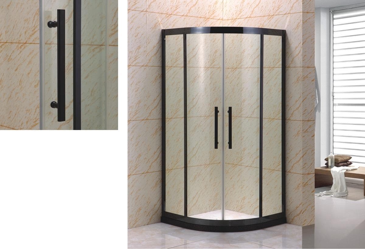 Овална душ кабина без корито Cascada B-L1001 черна 80x80x190 см