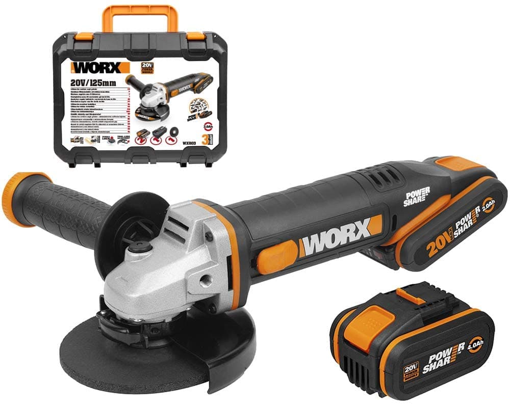 Акумулаторен ъглошлайф Worx WX803 / 20V 125mm
