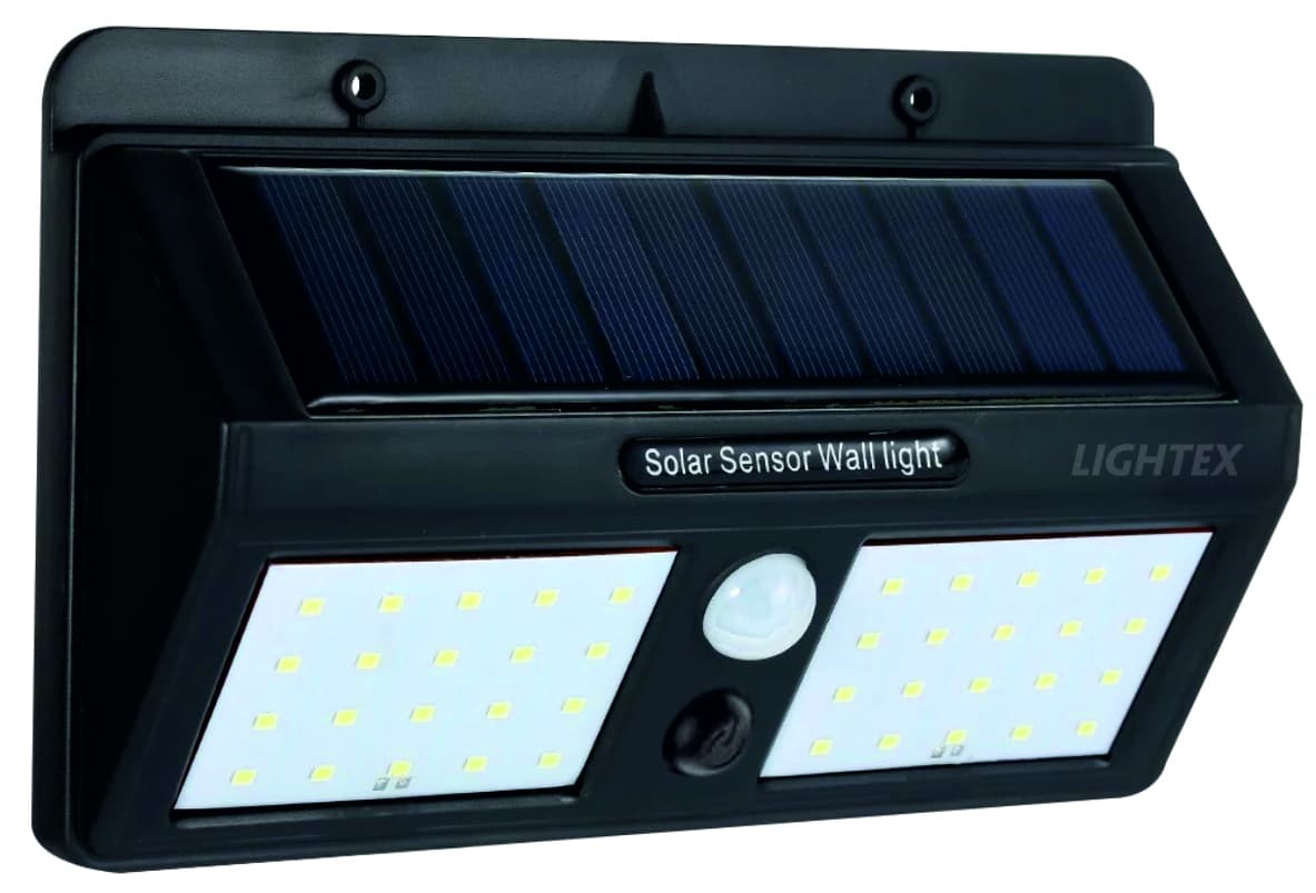 LED соларен аплик със сензор Lightex 6W черен 