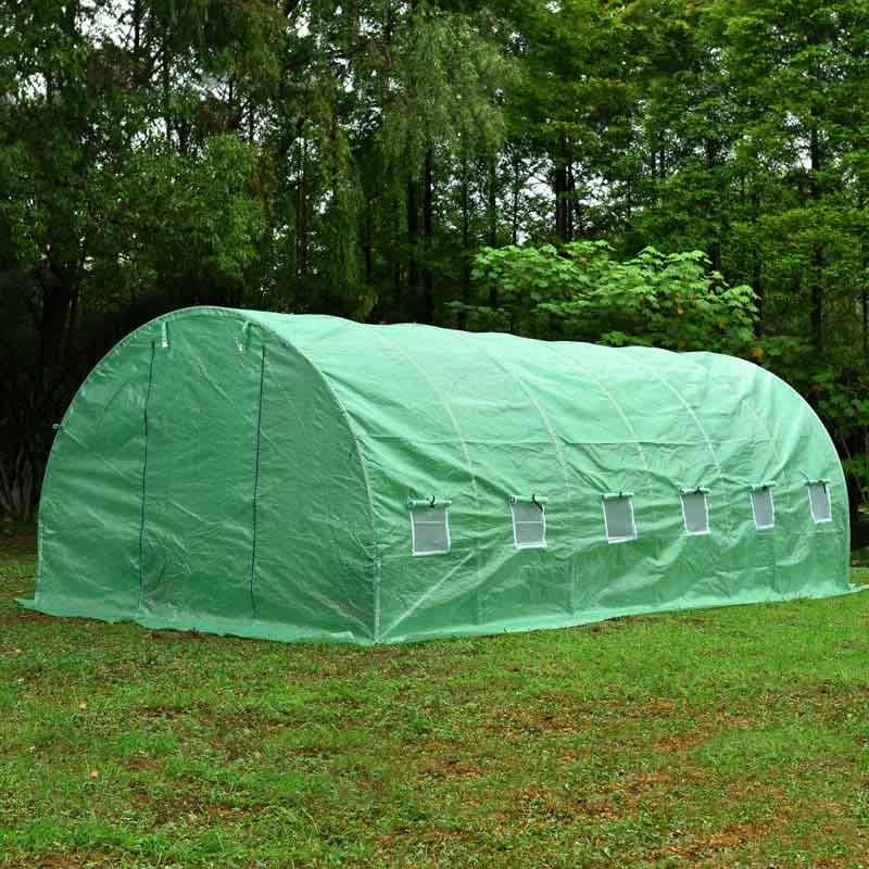 Оранжерия 600x300x200см с 2 врати и 12 прозореца UV защита / зелена