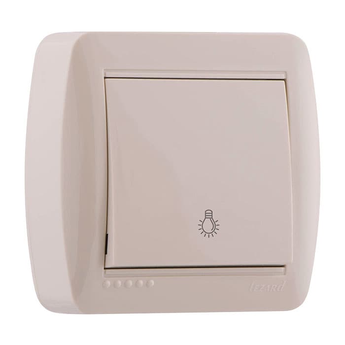 Стълбищен ключ за открит монтаж с индикация Demet Lezard 711-0300-102 крем 