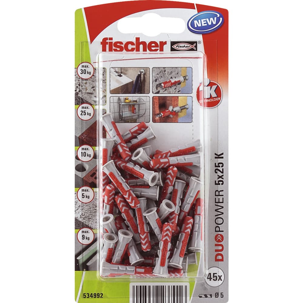 Дюбел Duopower Fischer 534992 / 5x25 мм / 45 броя