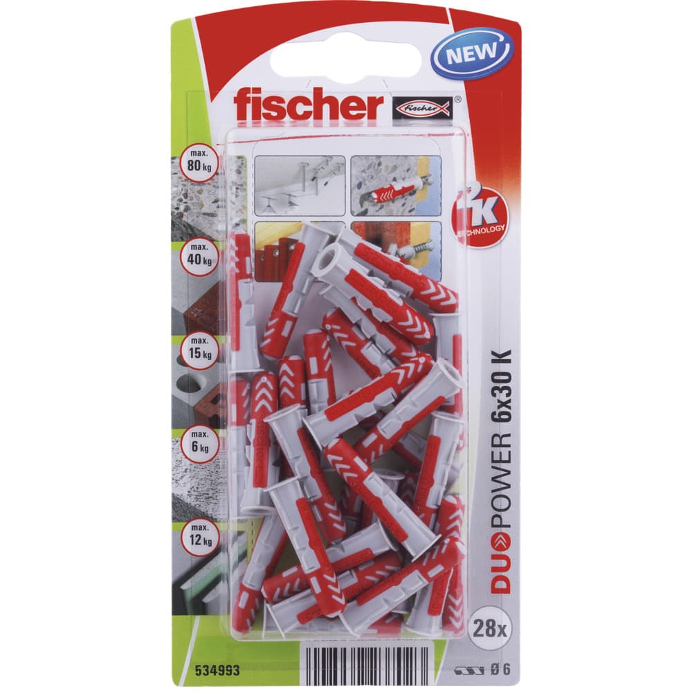 Дюбел Duopower Fischer 534993 / 6x30 мм / 28 броя