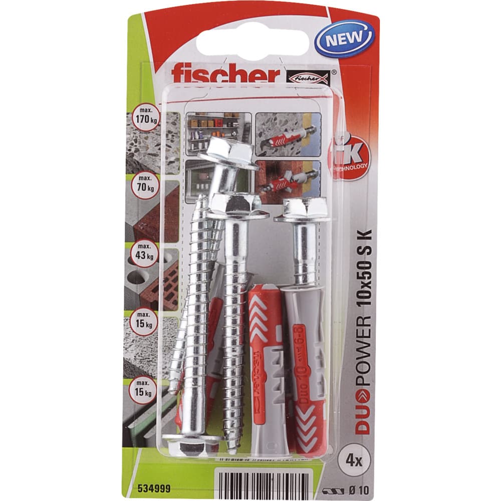 Комплект дюбели с винт Duopower Fischer 534999 / 10x50 мм / 4 броя