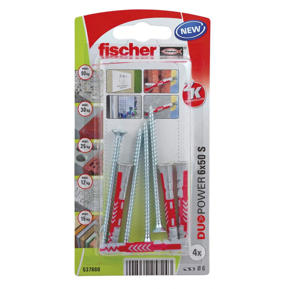 Комплект дюбели с винт Duopower Fischer 537660 / 6x50 мм / 4 броя