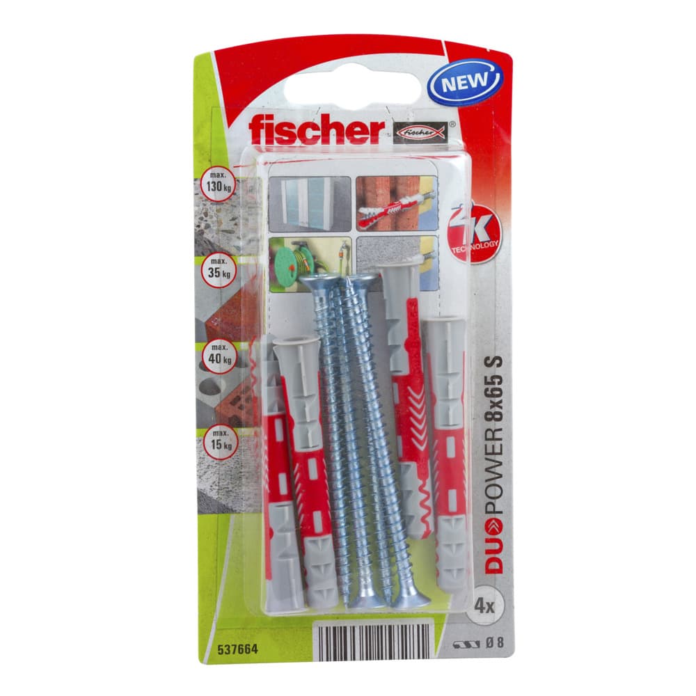 Комплект дюбели с винт Duopower Fischer  537664 / 8x65 мм / 4 броя