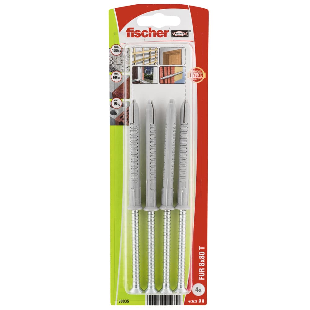 Рамков дюбел с винт фрезенк Fischer FUR 8x80 T K NV 90935 / 4 броя