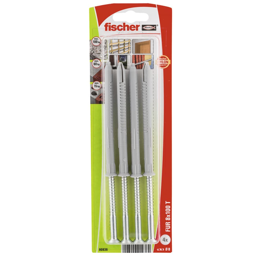 Рамков дюбел с винт фрезенк Fischer FUR 8x100 T K NV 90936 / 4 броя
