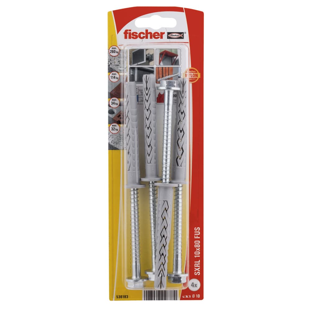 Рамков дюбел с патент Fischer SXRL 10x80 FUS K NV 536183 / 4 броя 