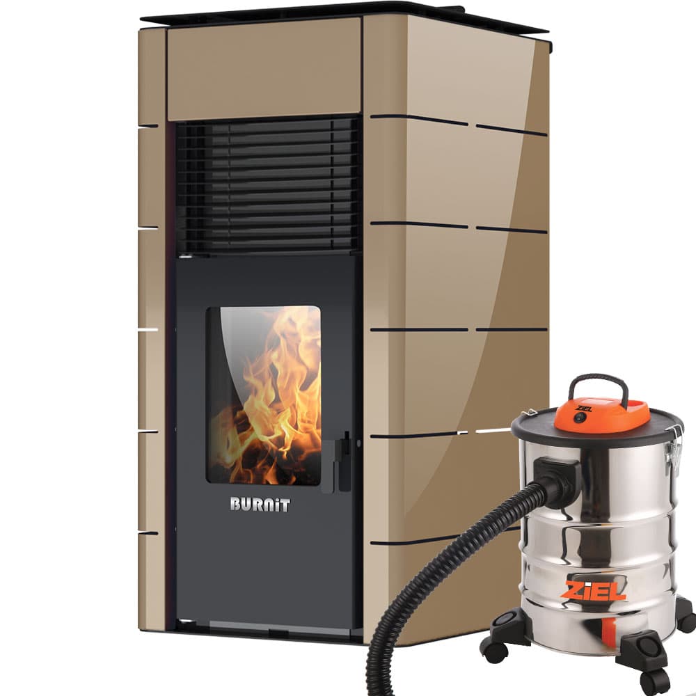 Пелетна камина Burnit Concept 25 с водна риза / Капучино + Прахосмукачка за пепел