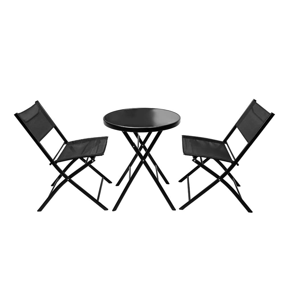 Балконски сет 2 сгъваеми стола + сгъваема маса My Garden SC-120 черен