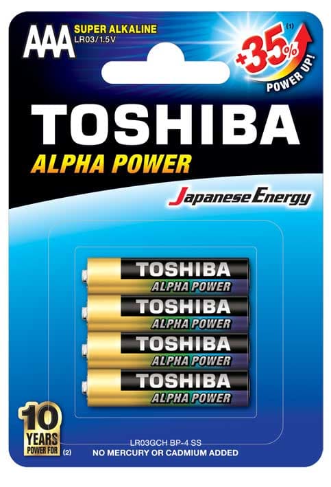 Алкална усилена батерия Toshiba 35up LR03 AAA 4 броя