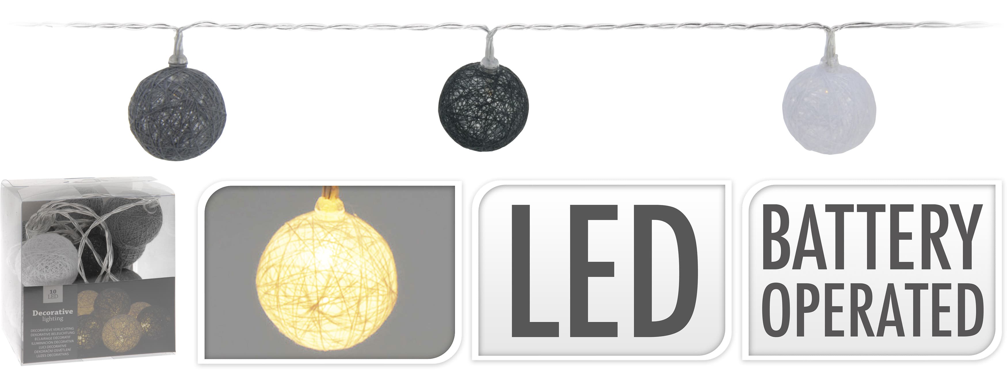 Коледни светещи топки 10 LED 4см / 10 броя