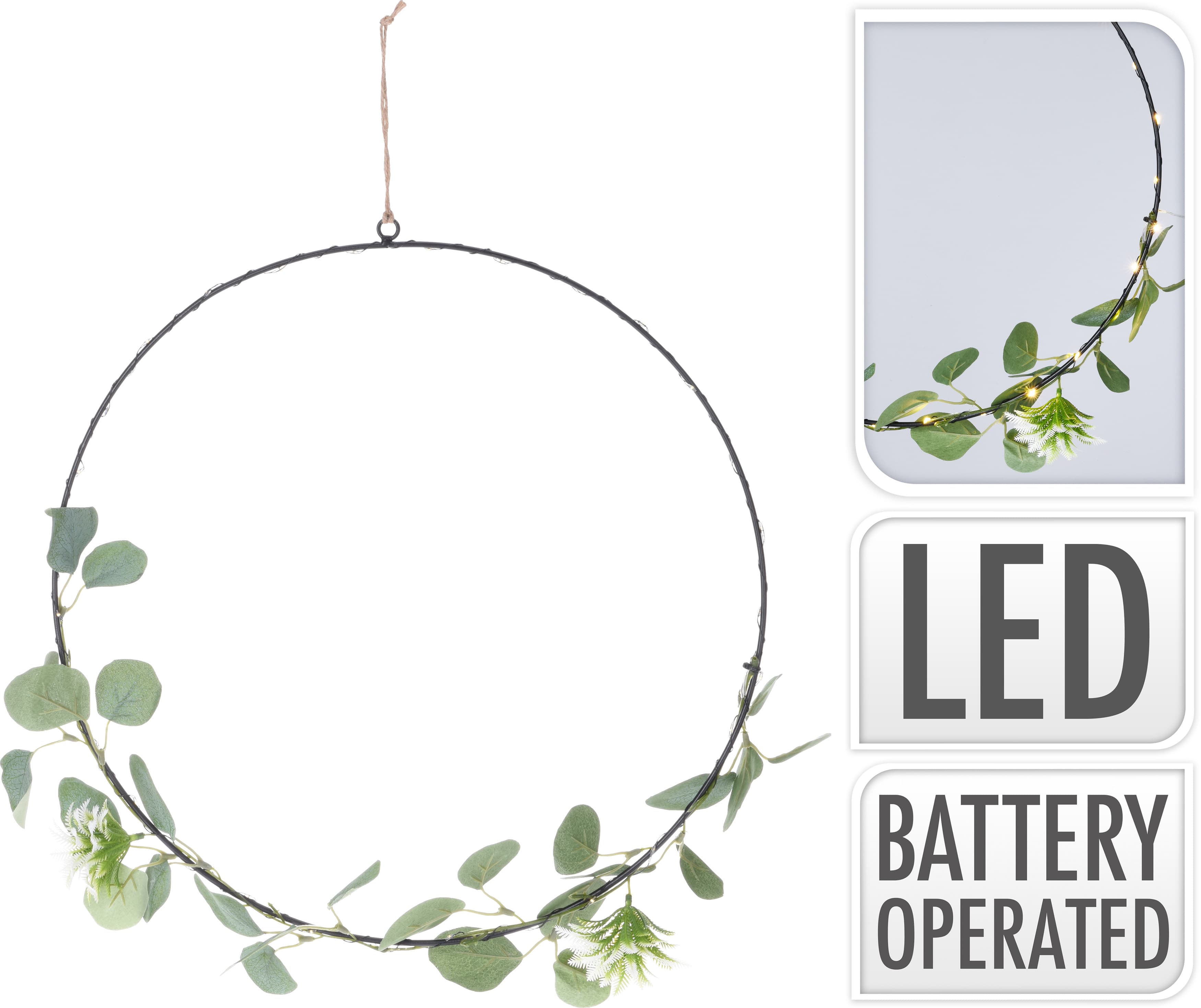 Коледен светещ венец 30 LED / 42см 