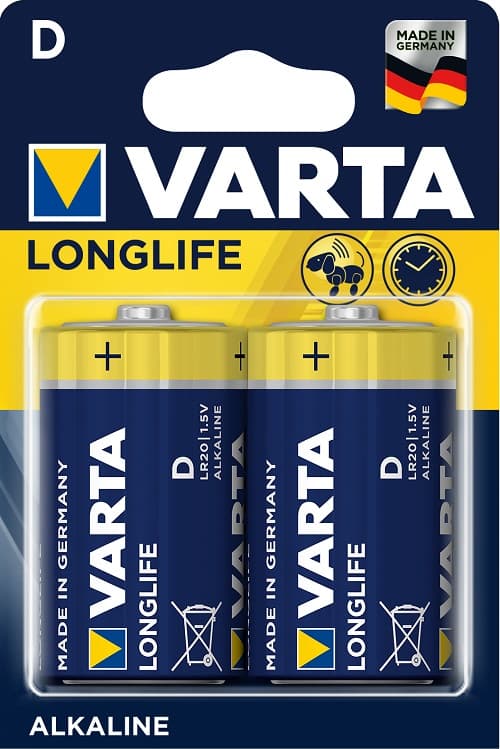 Алкални батерии Varta Longlife D / LR20 / 2 броя