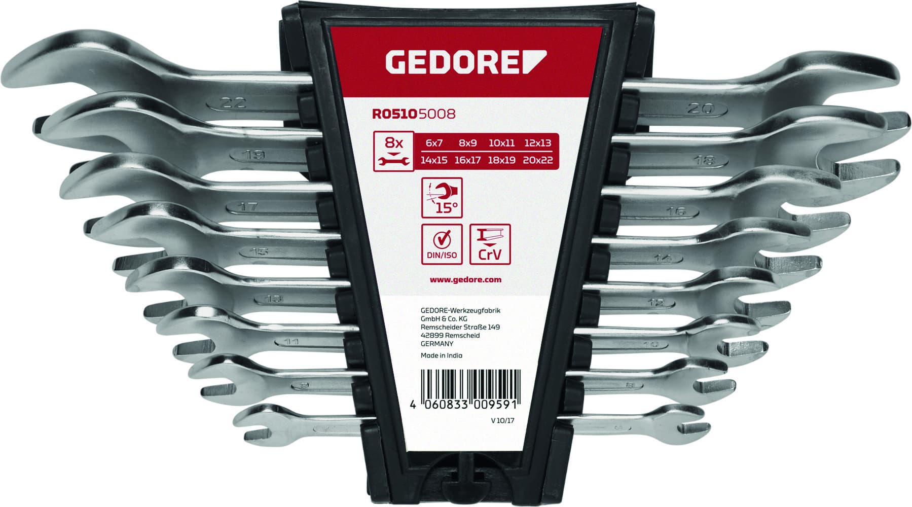 Комплект гаечни ключове Gedore R05105008 / 6-22mm 8части 