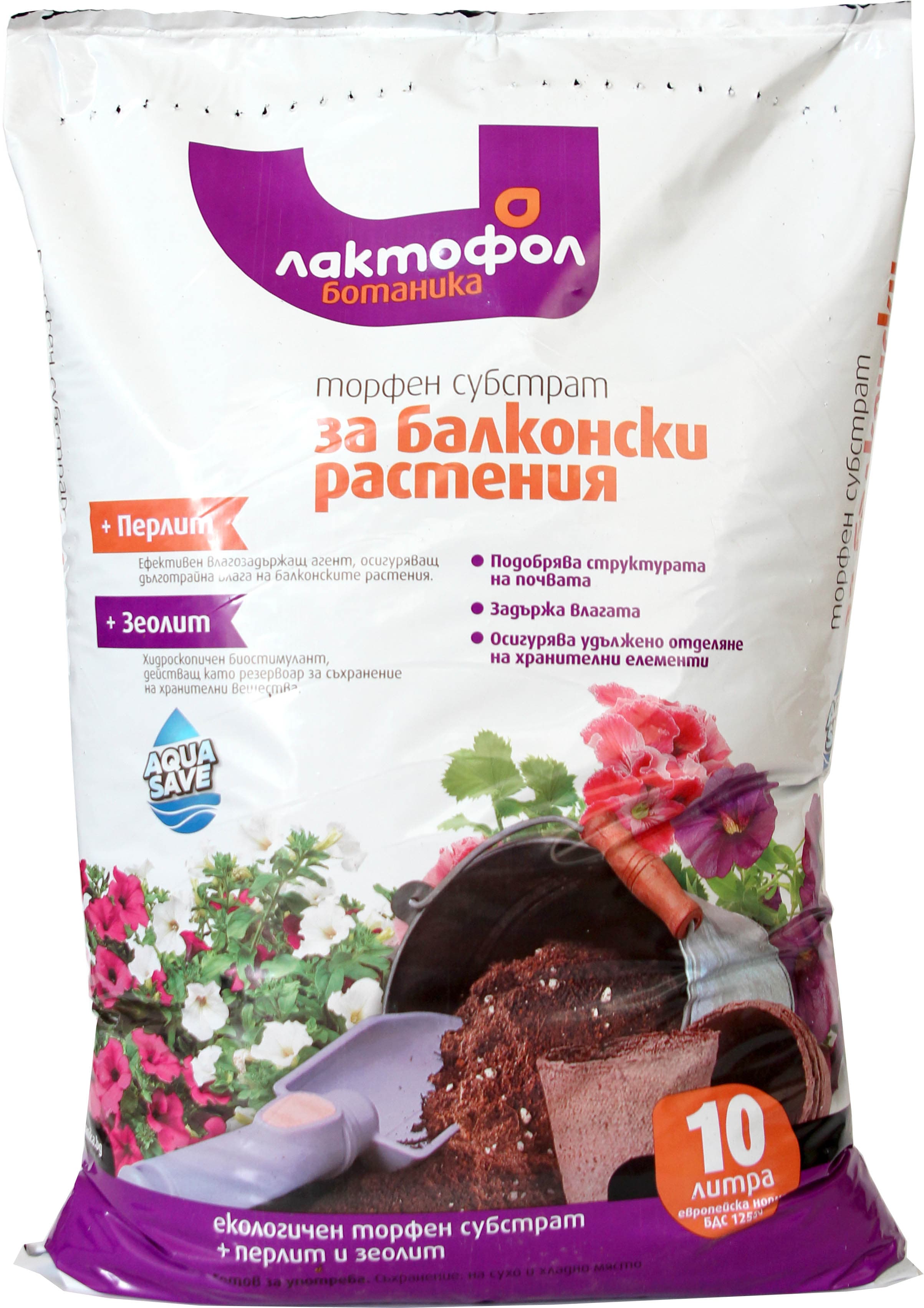 Торф за балконски цветя Лактофол 10л 
