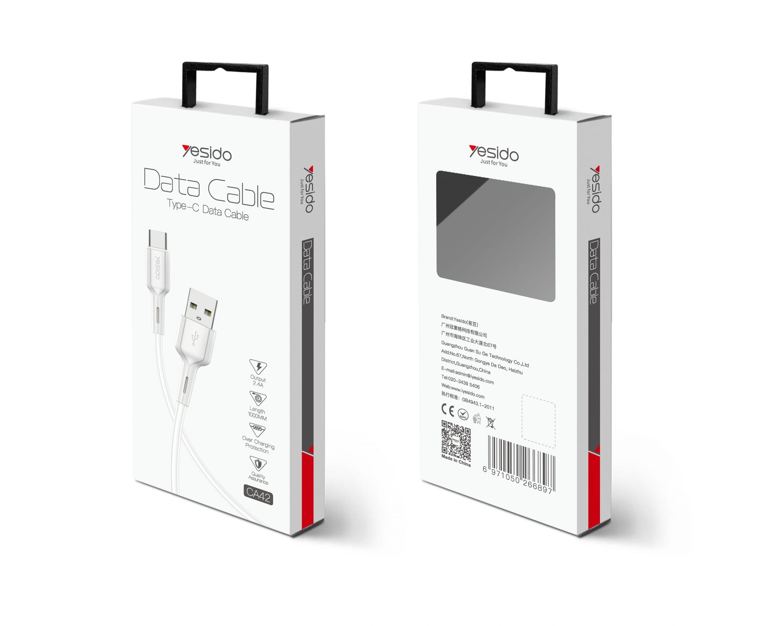 Кабел за телефон USB Type C Yesido CA-42C 1м 2.4A