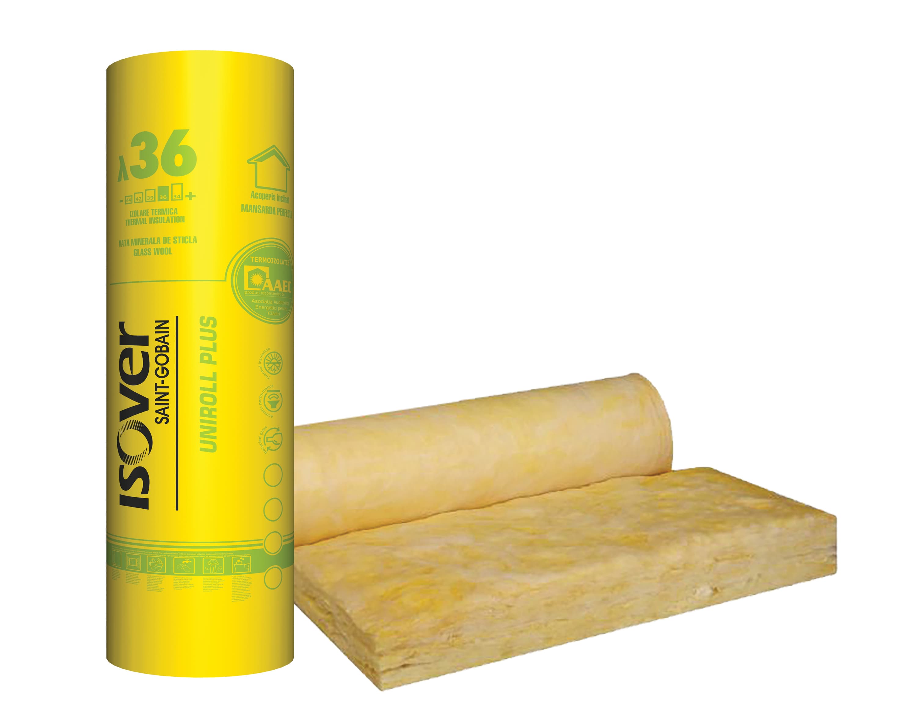 Стъклена минерална вата Isover Uniroll Plus 10/5 MPS24ROL 5000x1200x50мм