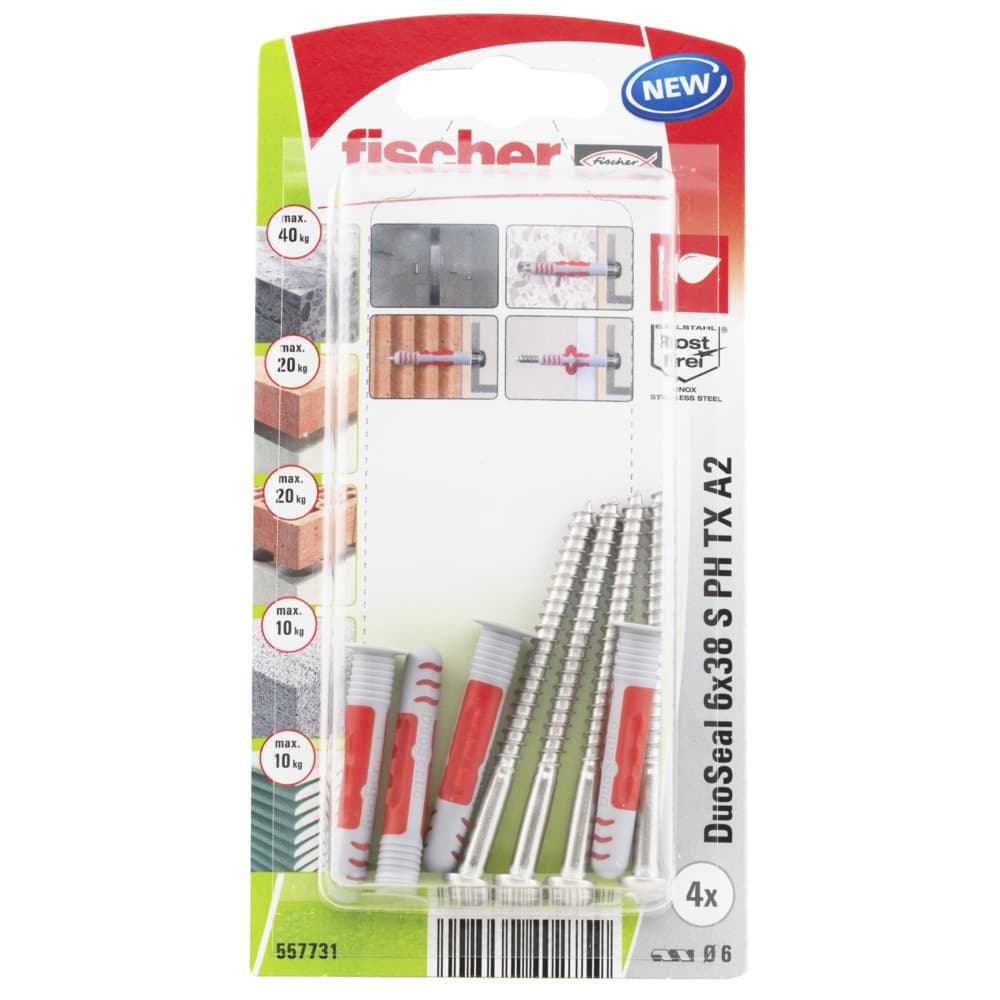 Комплект дюбели с винт Duoseal Fischer 6x38 KNV 557731 / 4 броя