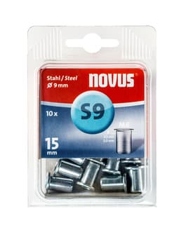 Стоманена гайка нит Novus M6x15 мм / ф 9 мм / 10 броя