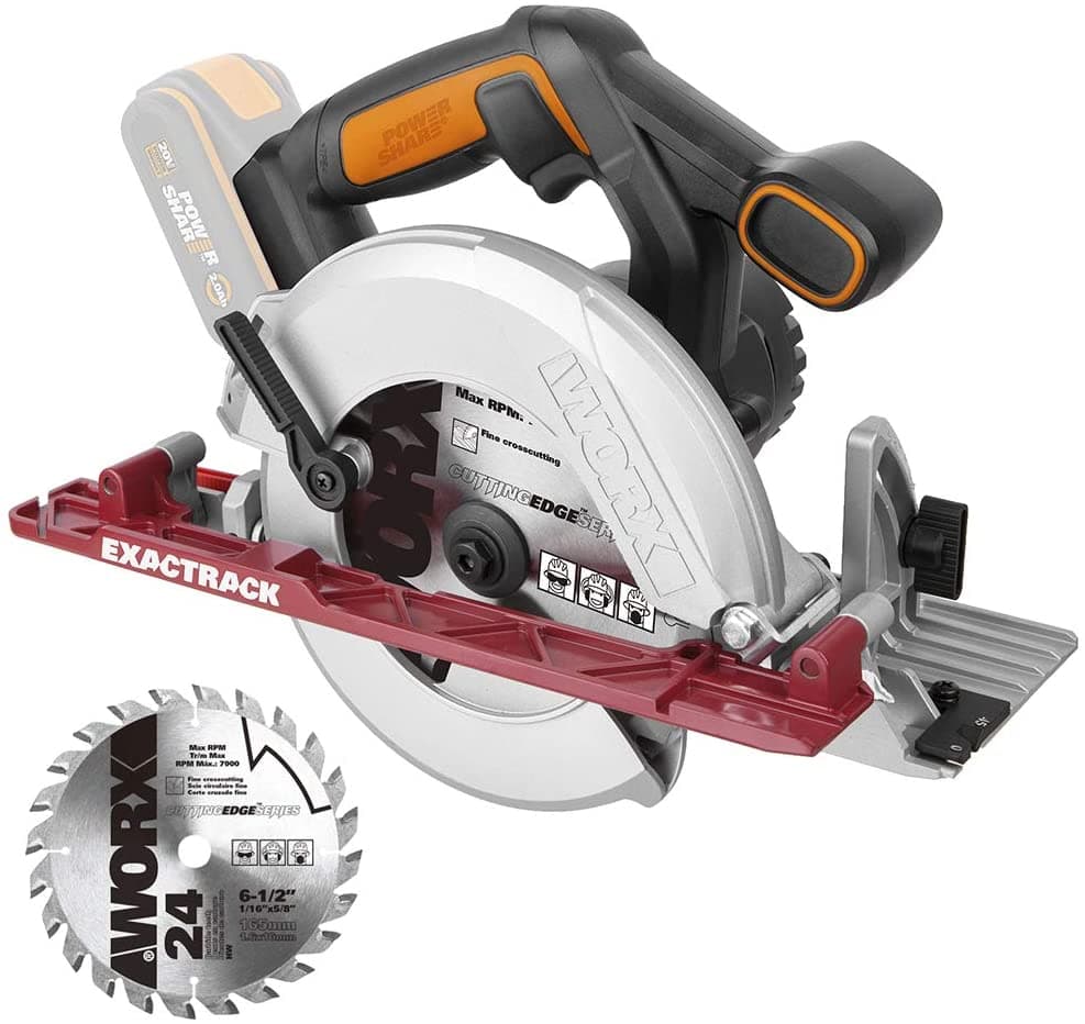 Акумулаторен циркуляр Worx WX530.9 Solo 165мм 20V без батерия и зарядно устройство