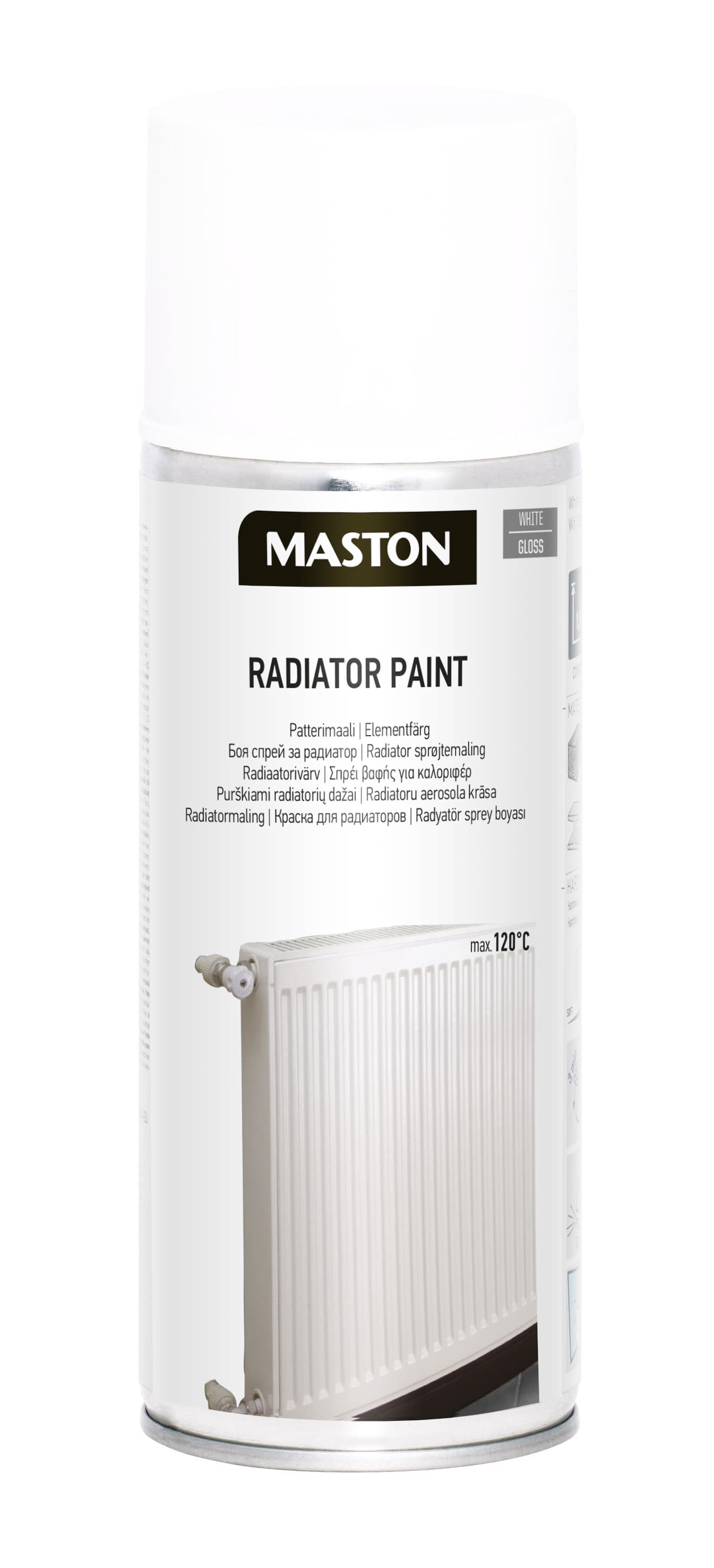 Спрей боя за радиатори Maston бял гланц 400 ml