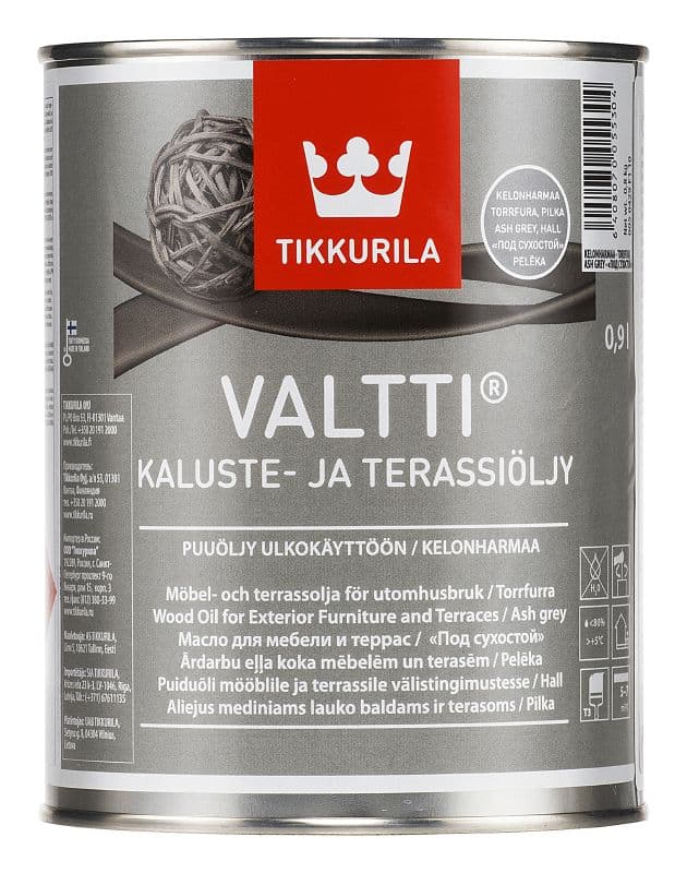 Масло за градинска мебел и тераса Valtti Terrace Oil пепеливо сиво 0,9л