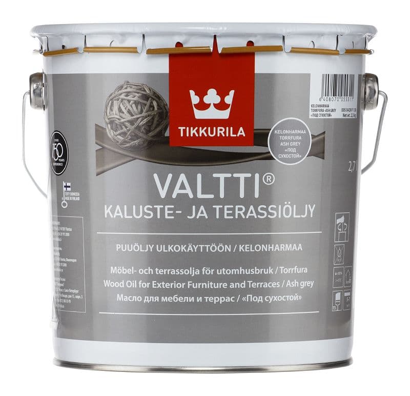 Масло за градинска мебел и тераса Valtti Terrace Oil пепеливо сиво 2,7л
