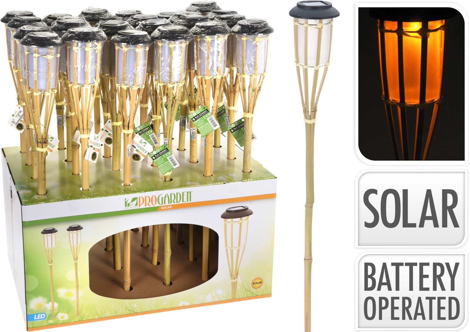 Градинска соларна факла Bamboo 65см