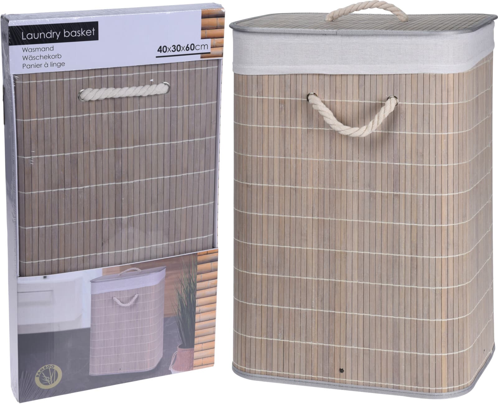 Сгъваем кош за пране Bamboo 40х30х60см тъмен