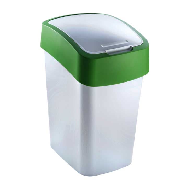 Пластмасов кош за отпадъци Pacific Flip Bin 190172 / 9 л Силвер/зелен