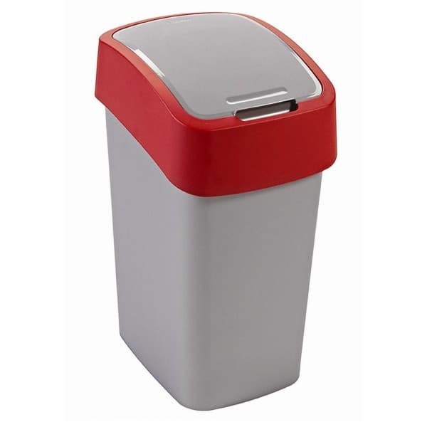 Пластмасов кош за отпадъци Pacific Flip Bin 190170 / 9л силвер/червен