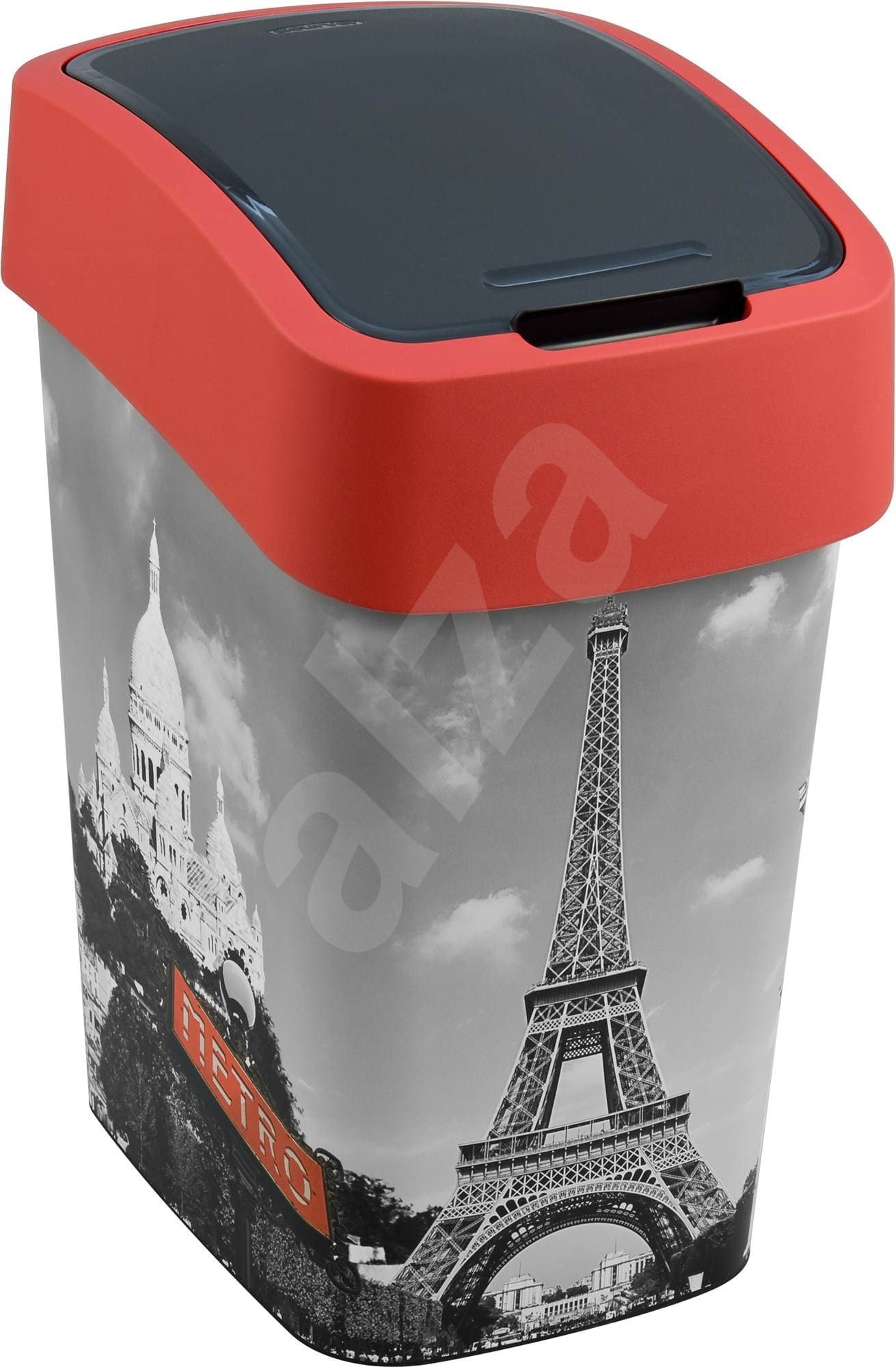 Пластмасов кош за отпадъци Pacific Flip Bin Paris 25 л Силвер/червен