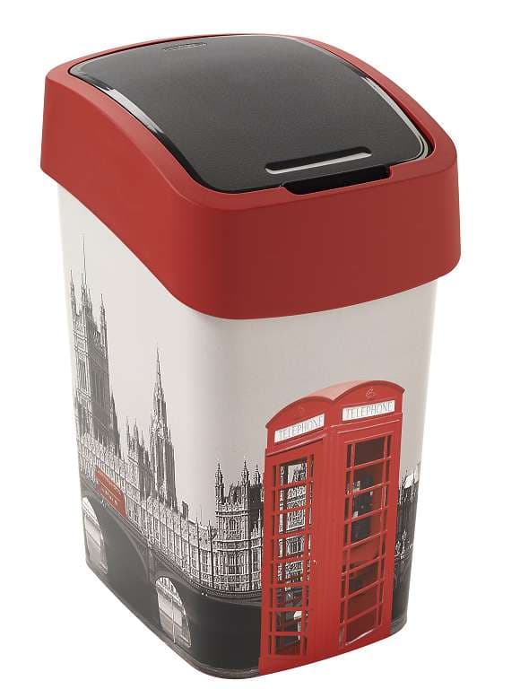 Пластмасов кош за отпадъци Pacific Flip Bin London 209994 силвер/червен 25л 